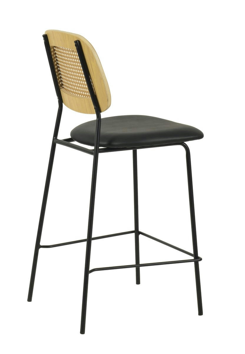 MEMPHIS - Chaise de bar simili cuir noir