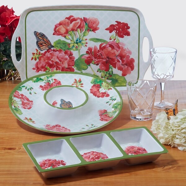Certified International Geraniums Melamine 2 Piece Platter Set - 18" x 13.5"