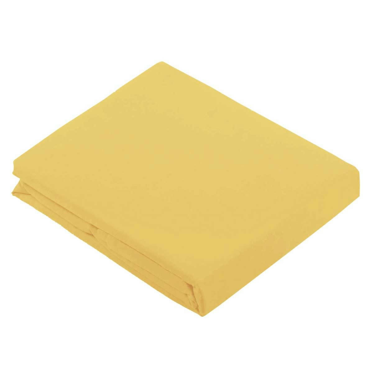 - Drap plat uni en 100 % coton coton jaune  x