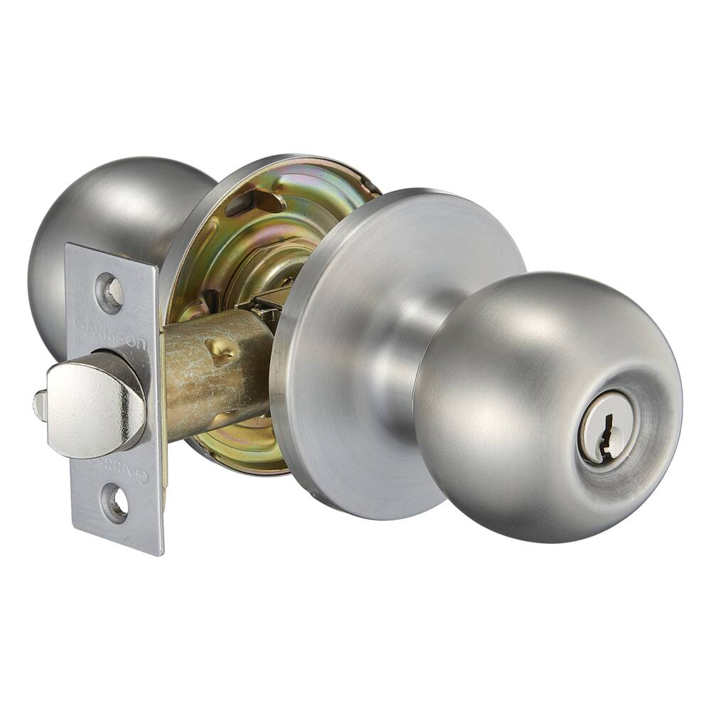 Garrison Entry Keyed Ball Door Knob Lock Set, Stainless Steel