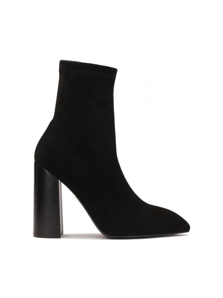 Black stretch fabric boots