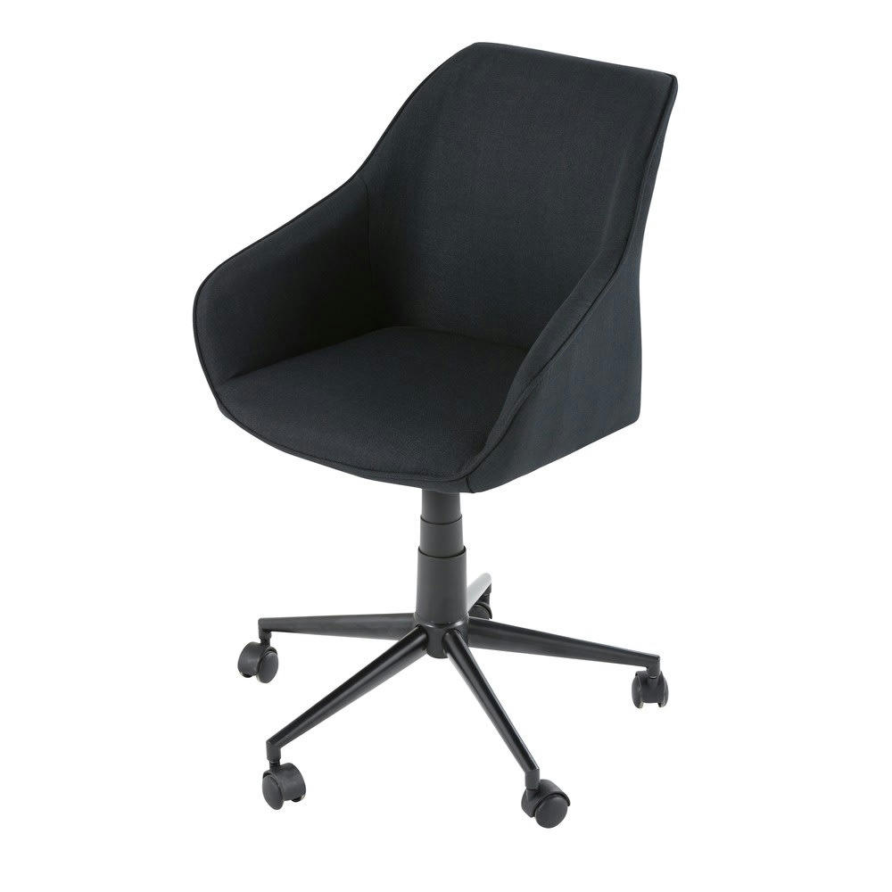 Jake Business - Fauteuil de bureau réglable à roulettes gris anthracite et métal noir