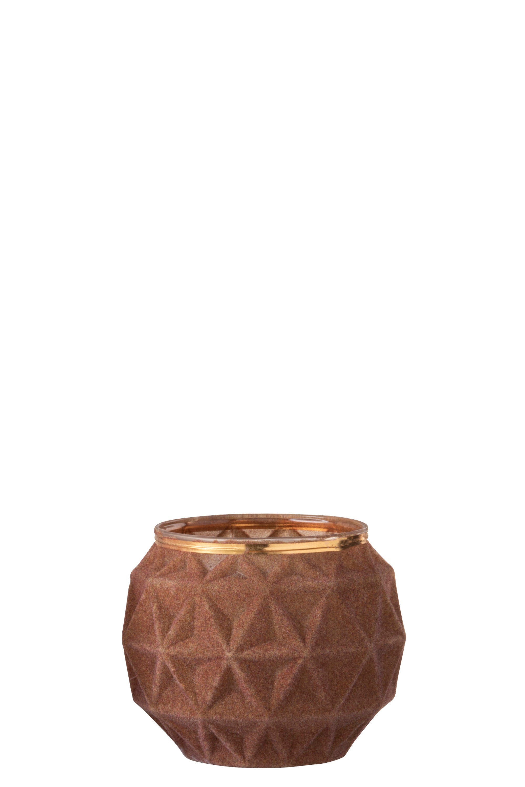 J-Line kaarshouder Bol - glas/fluweel - oker - large - 2 stuks