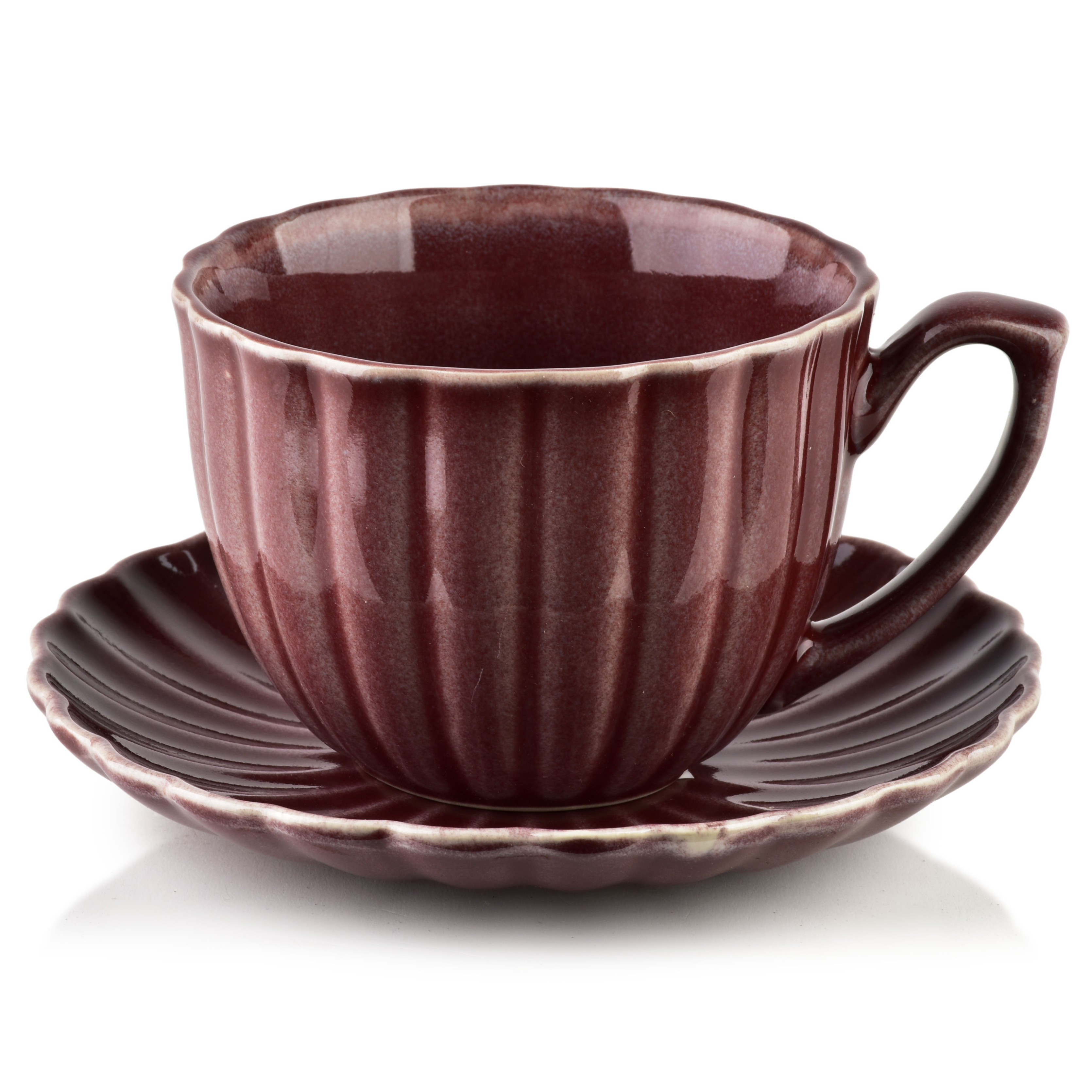 EVIE BURGUNDY Filiżanka ze spodkiem 300ml