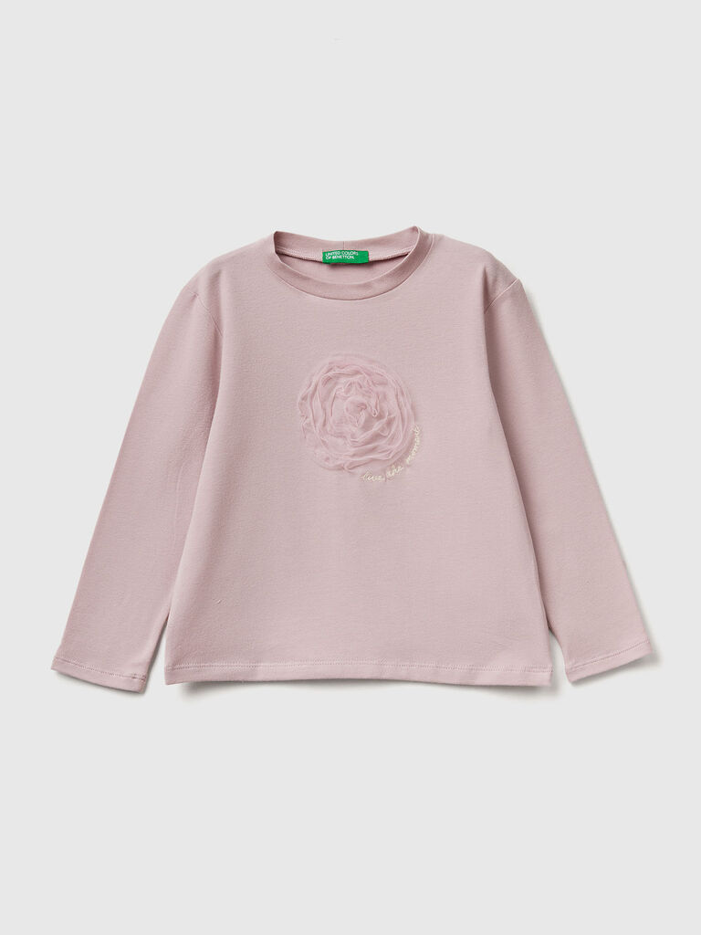 T-shirt with tulle applique