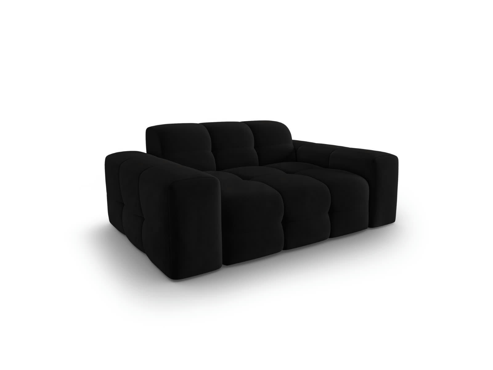 KENDAL - Canapé 2 places en tissu velours noir