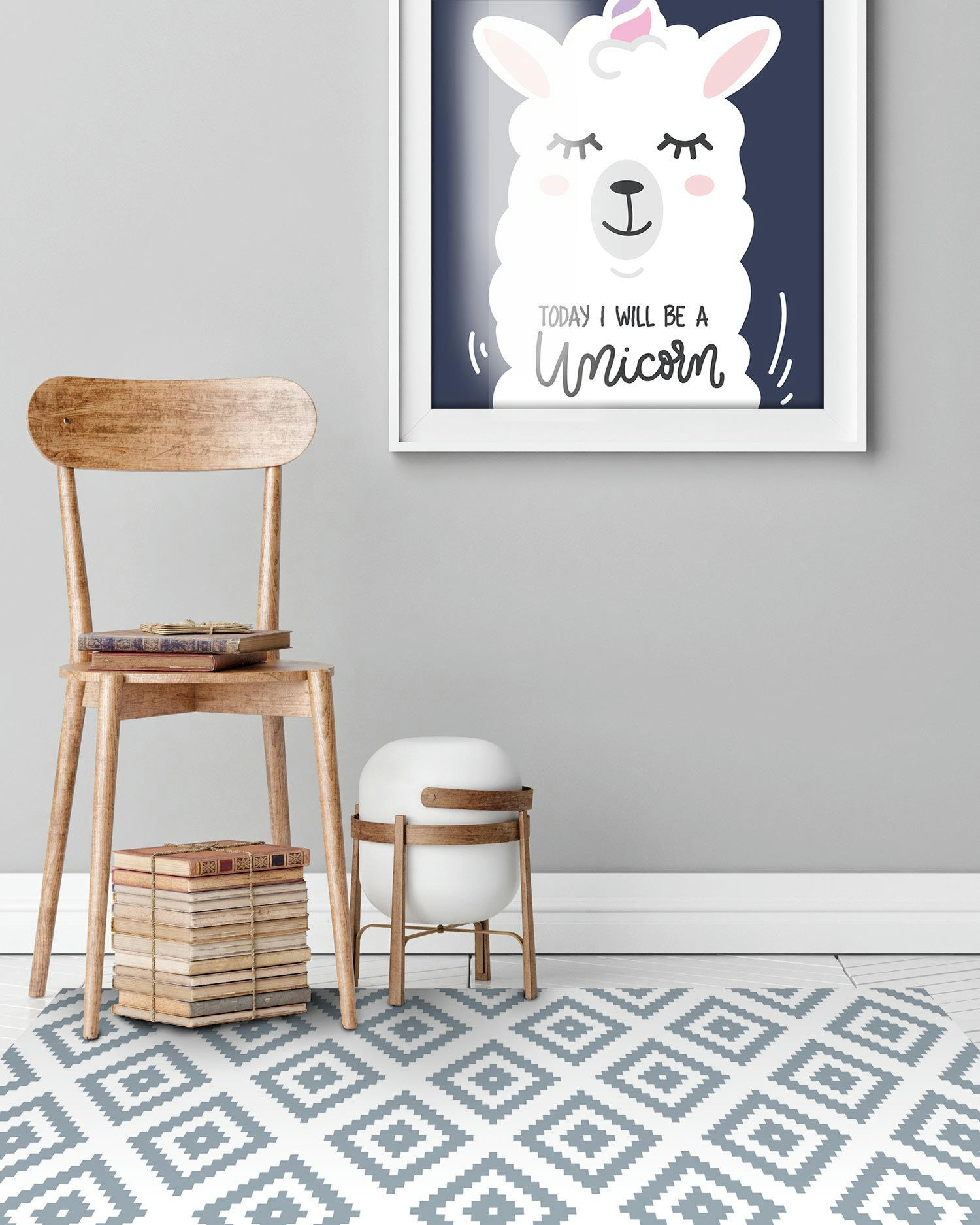 - Tapis vinyle carrés bleus 80x300cm