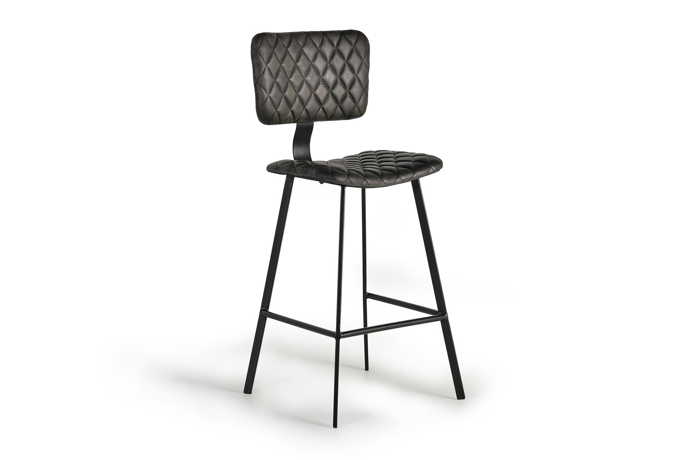 - Tabouret en cuir naturel et metal