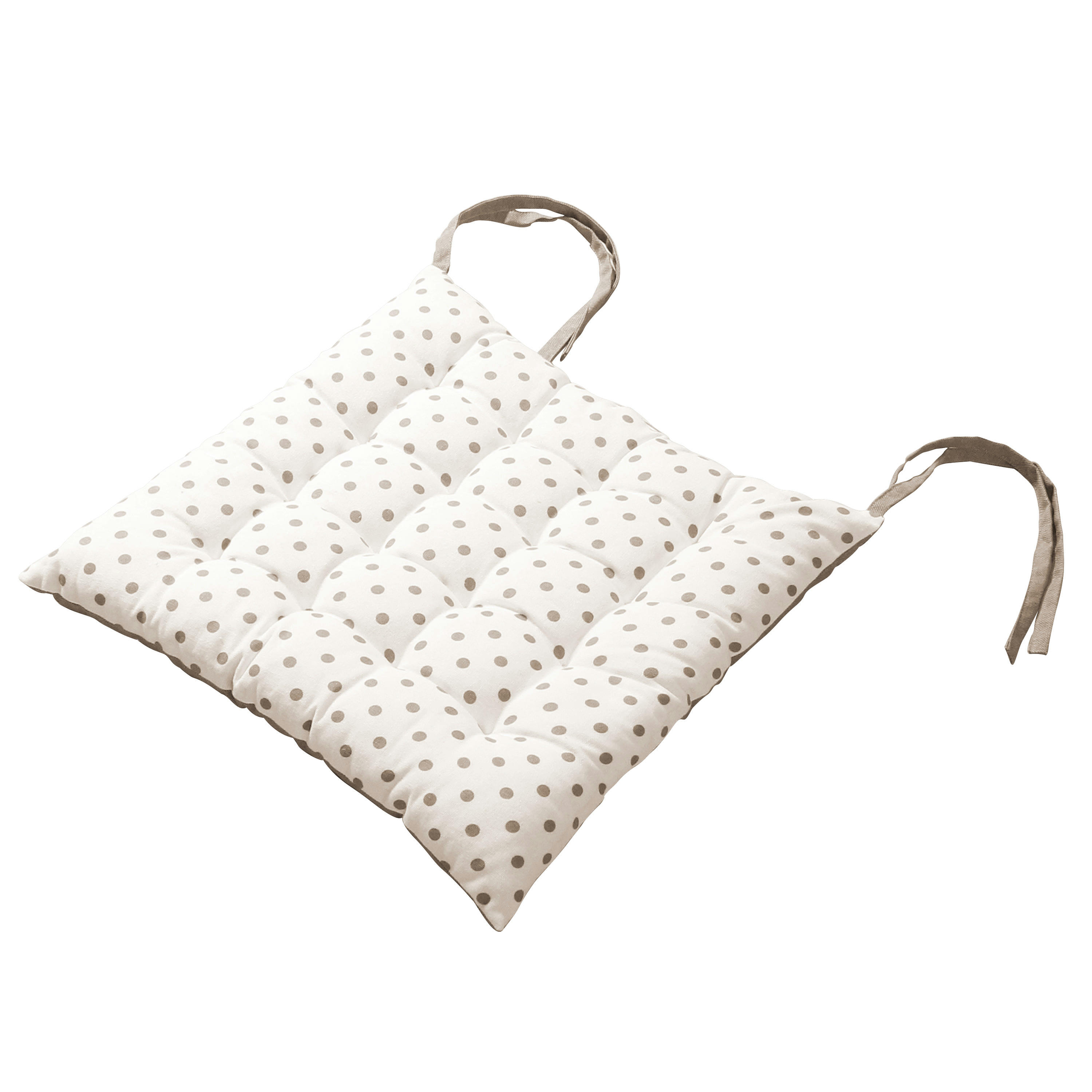 CHARME - Galette de chaise à petits pois coton naturel 38 x 38