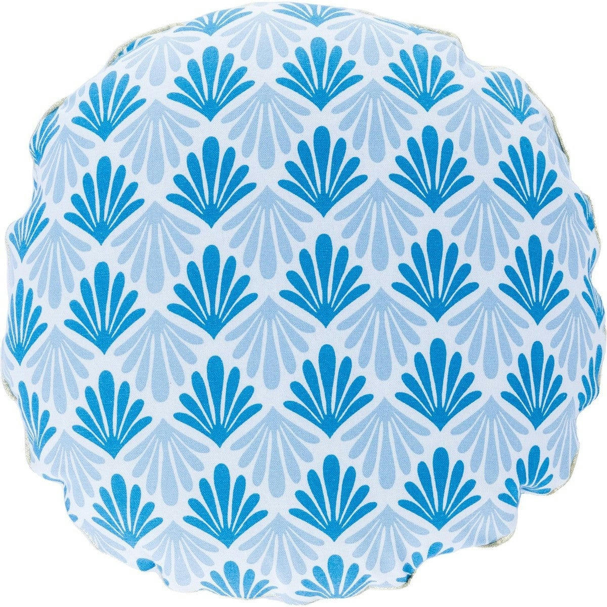 BONBON PEACOCK - Coussin d'extérieur rond coton  43cm Ø bleu