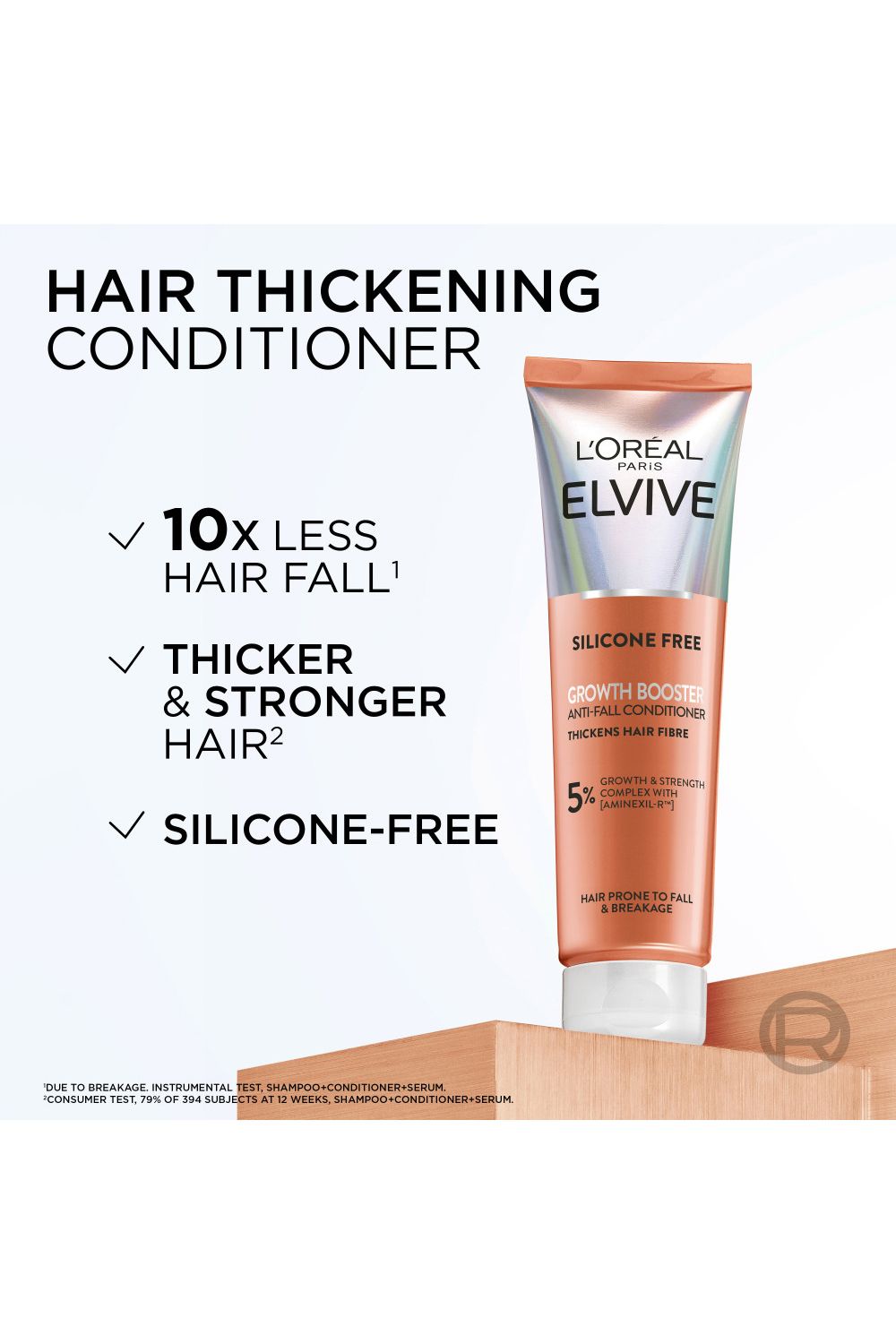 L'Oréal Paris Elvive Growth Booster Conditioner, Anti Hair Loss and Hair Thickening, 150ml