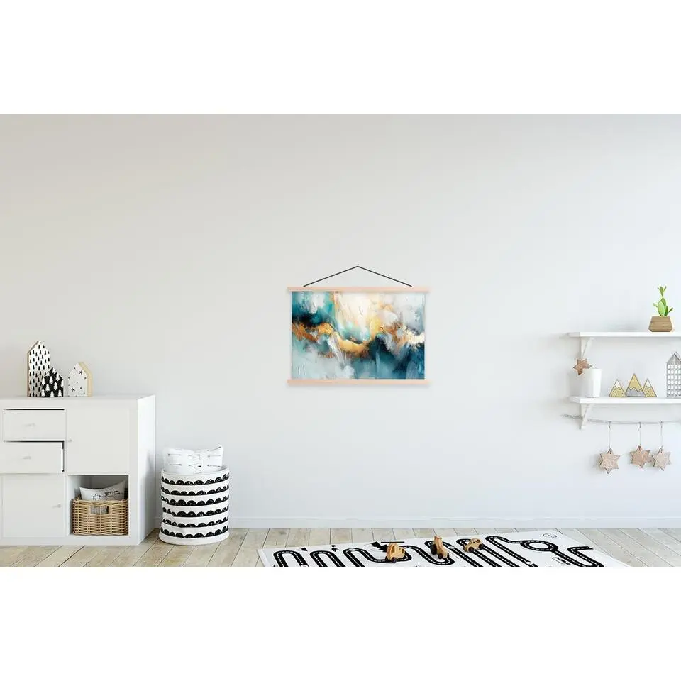 MuchoWow - Schoolplaat/ wandhanger - Abstract - Kunst - Gold - Blauw -