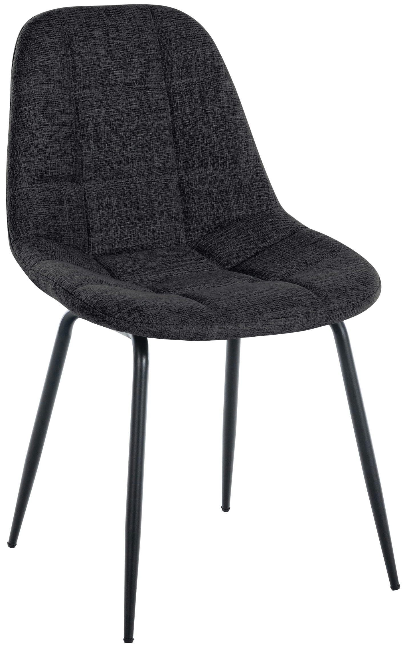 TOM - Chaise de salle à manger avec pieds métal assise en tissu Gris foncé