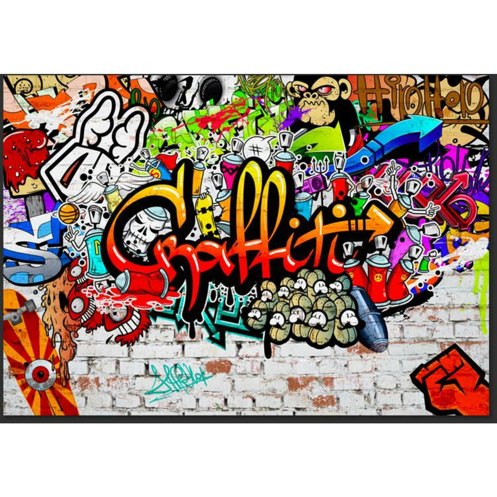 - Papier peint graffitis colorés 350 x 245 cm