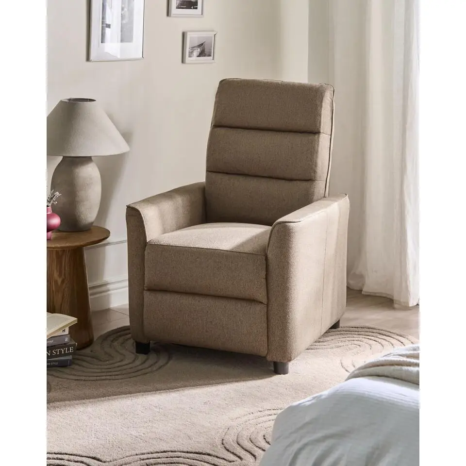 SANDE - Relaxfauteuil - Bruin - Polyester