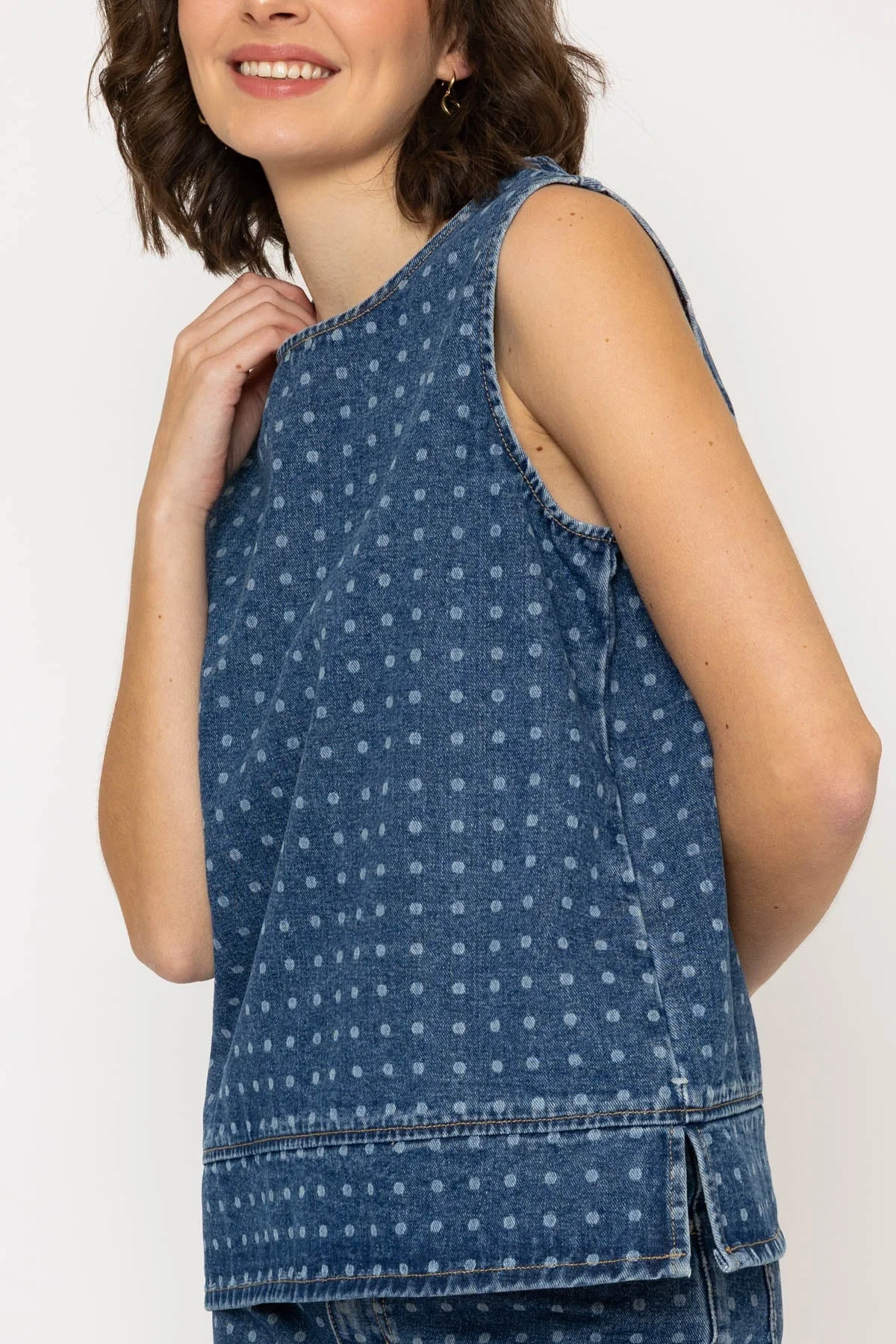 Blue Denim Polka Dot Top