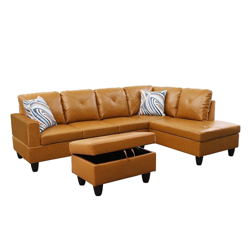 Tyler Right Facing Sectional Sofa with Ottoman