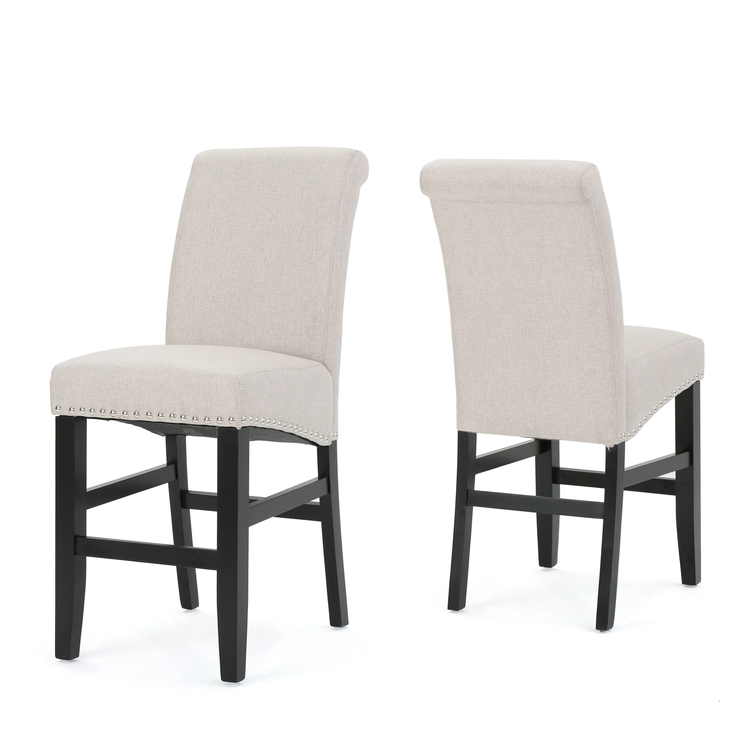 Lisette 25-inch Studded Fabric Backed Counter Stool with Kickplate (Set of 2) by Christopher Knight Home