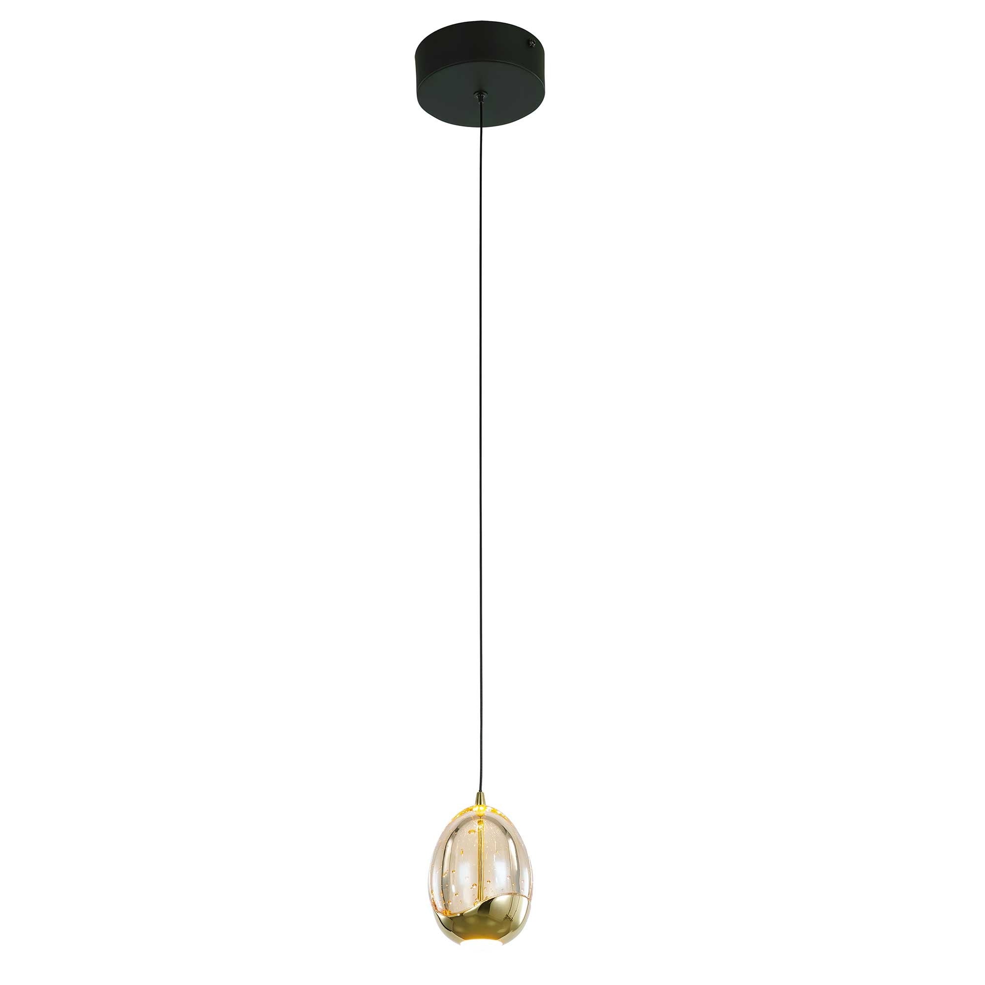 Highlight hanglamp Golden - 1 lichts - 13 x 155  cm - amber zwart