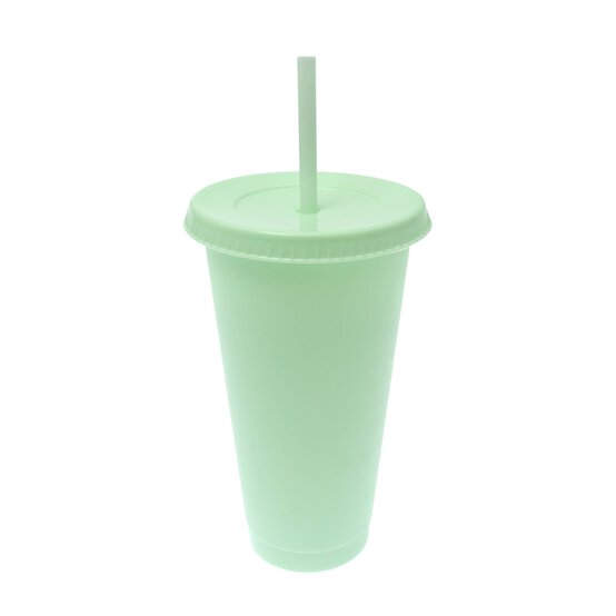 Mint Plastic Cup with Straw