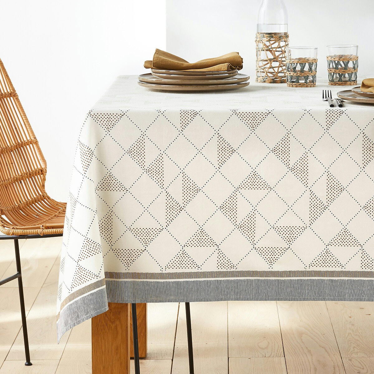 Nappe imprimée en coton lavé, Ponga