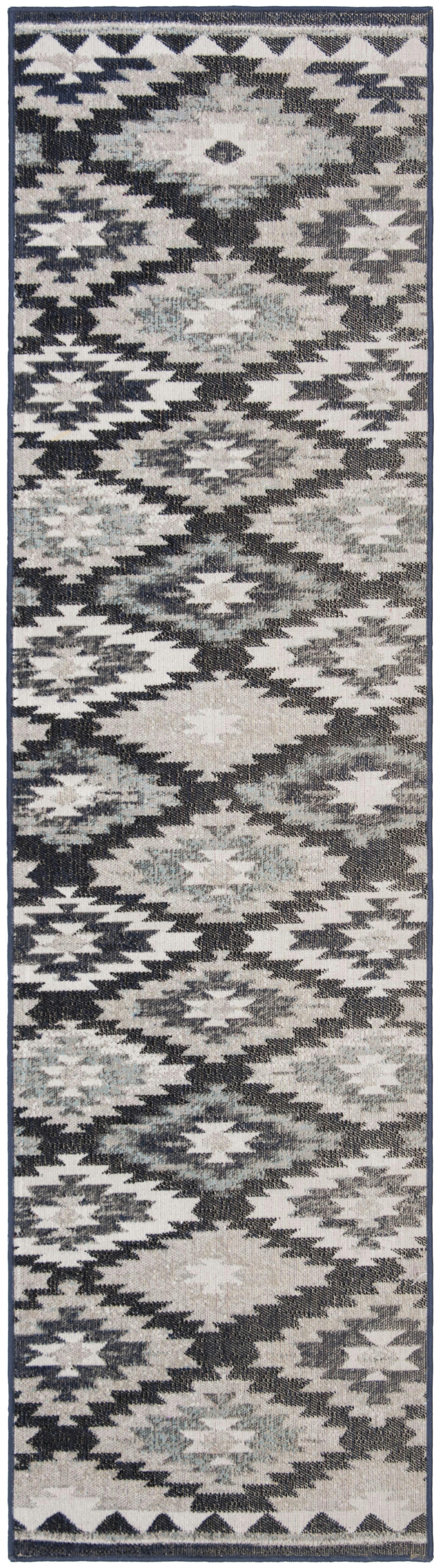 MONTAGE - Tapis interieur & exterieur en gris & noir, 69 x 244 cm