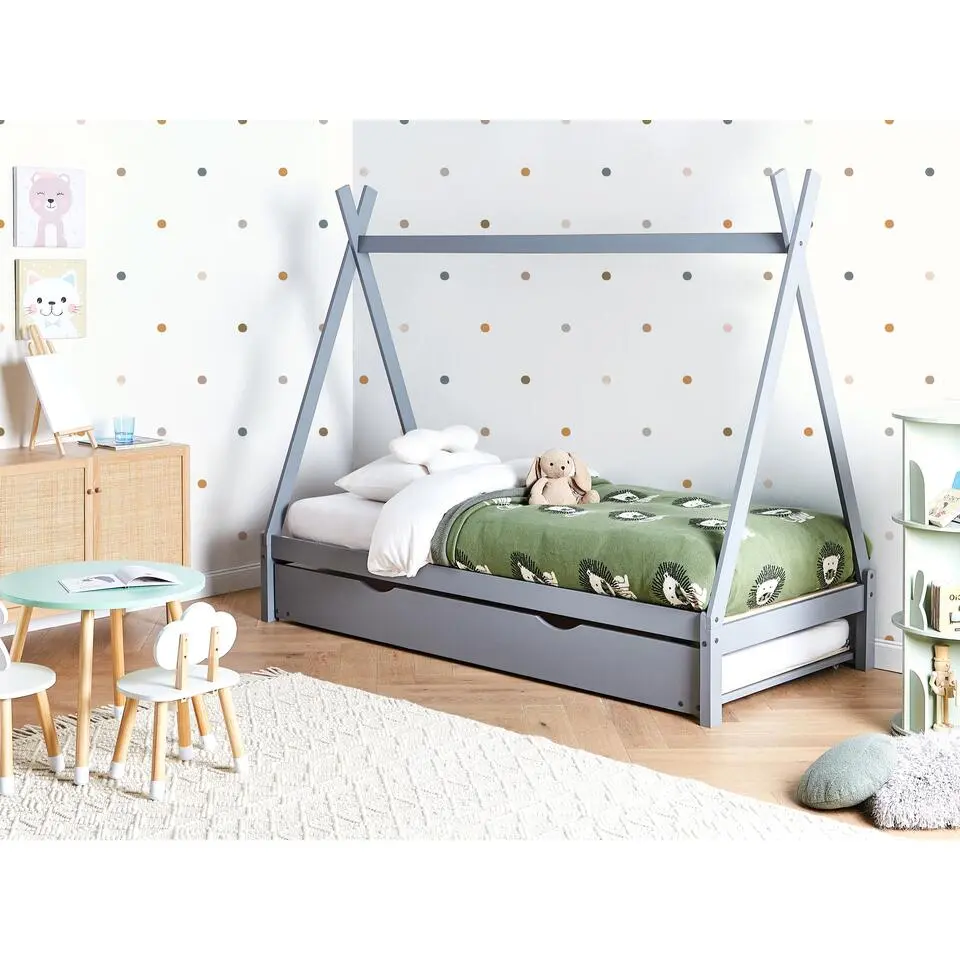 TALMONTIERS - Onderschuifbed - Grijs - 90 x 200 cm - Grenenhout