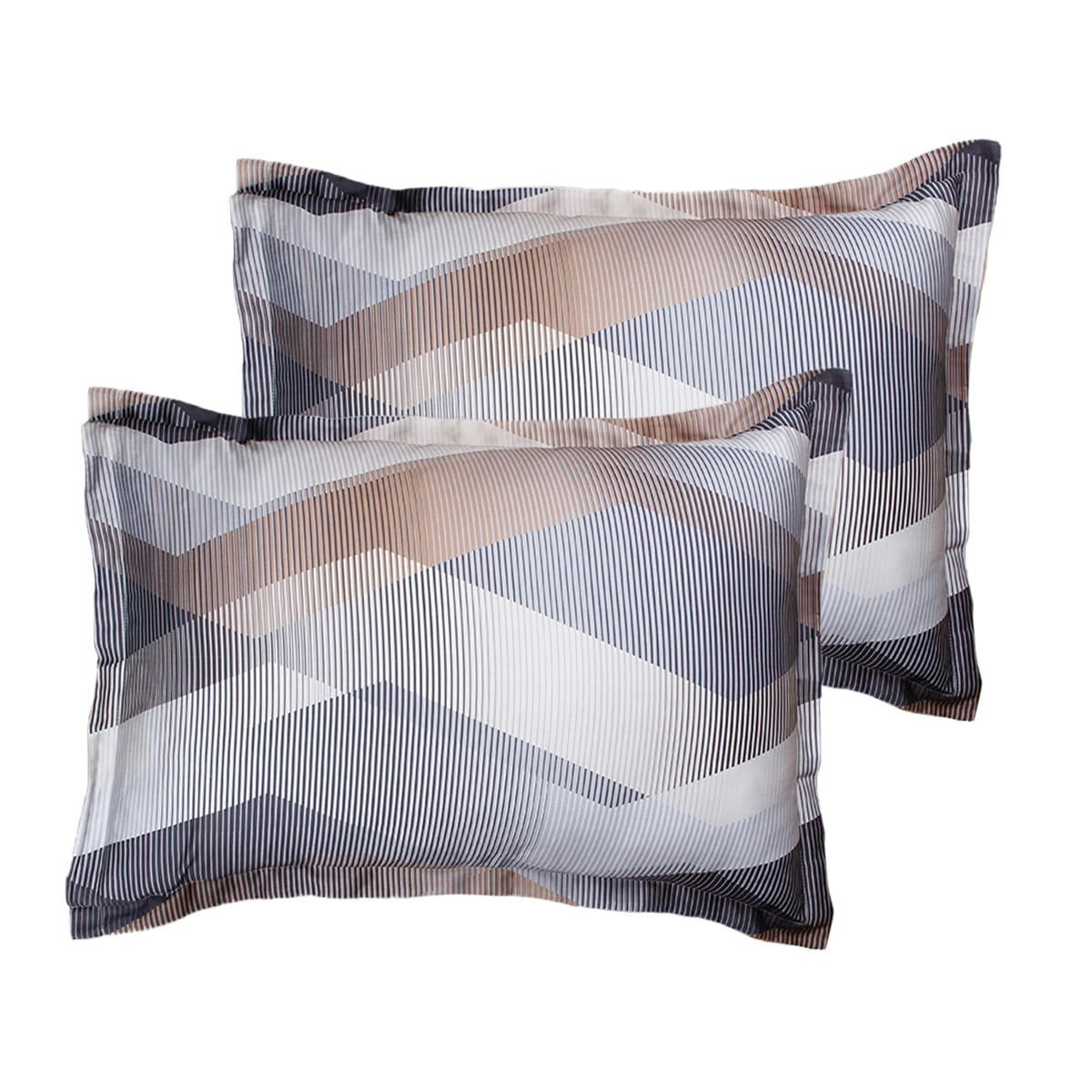 HELIX BROWN - Lot de 2 Taies d'oreiller 50x70 cm satin de coton