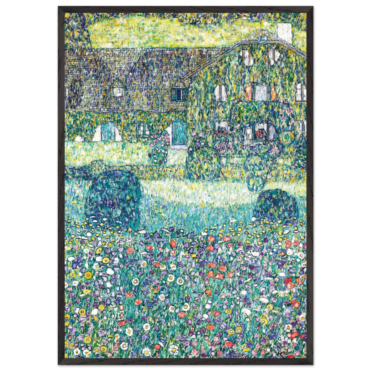 Artfulprints Poster met Lijst Gustav Klimt - Country house by the Attersee  - 70x100 cm - Donkergroen