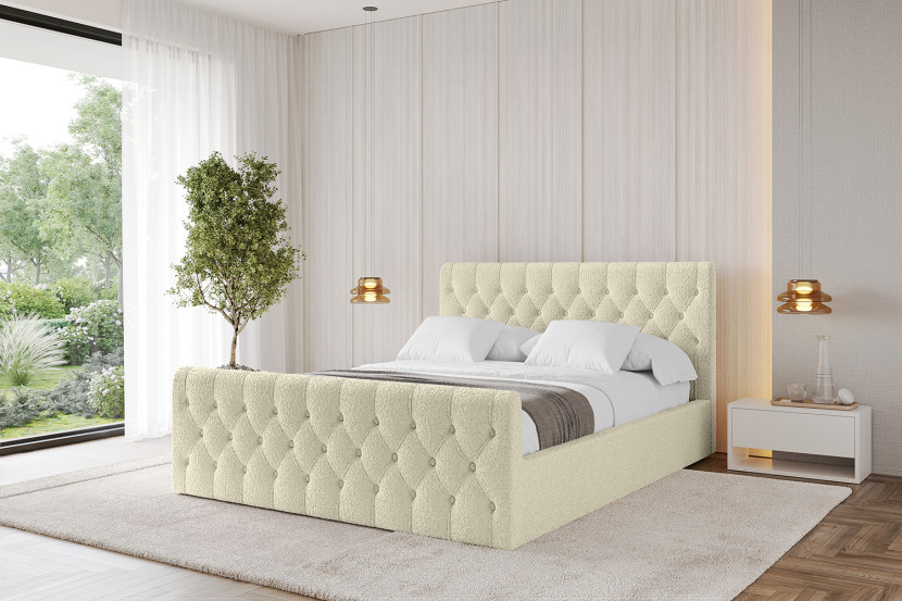 Łóżko tapicerowane bez materaca   pojemnik RENO-Z-120x200 cmBeżowy