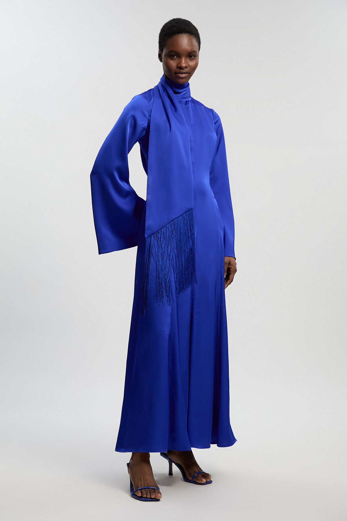 KarenMillen Cowl Neck Drape Woven Maxi Dress