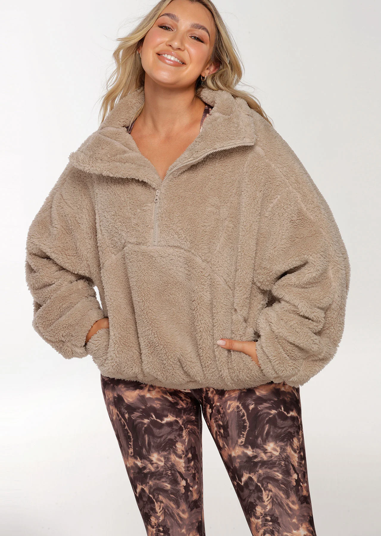 Zip Front Teddy Pullover