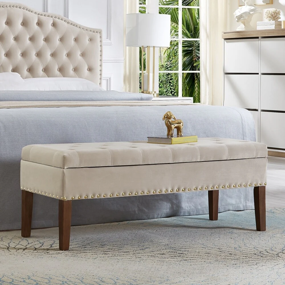 Tufted Bench with Storage