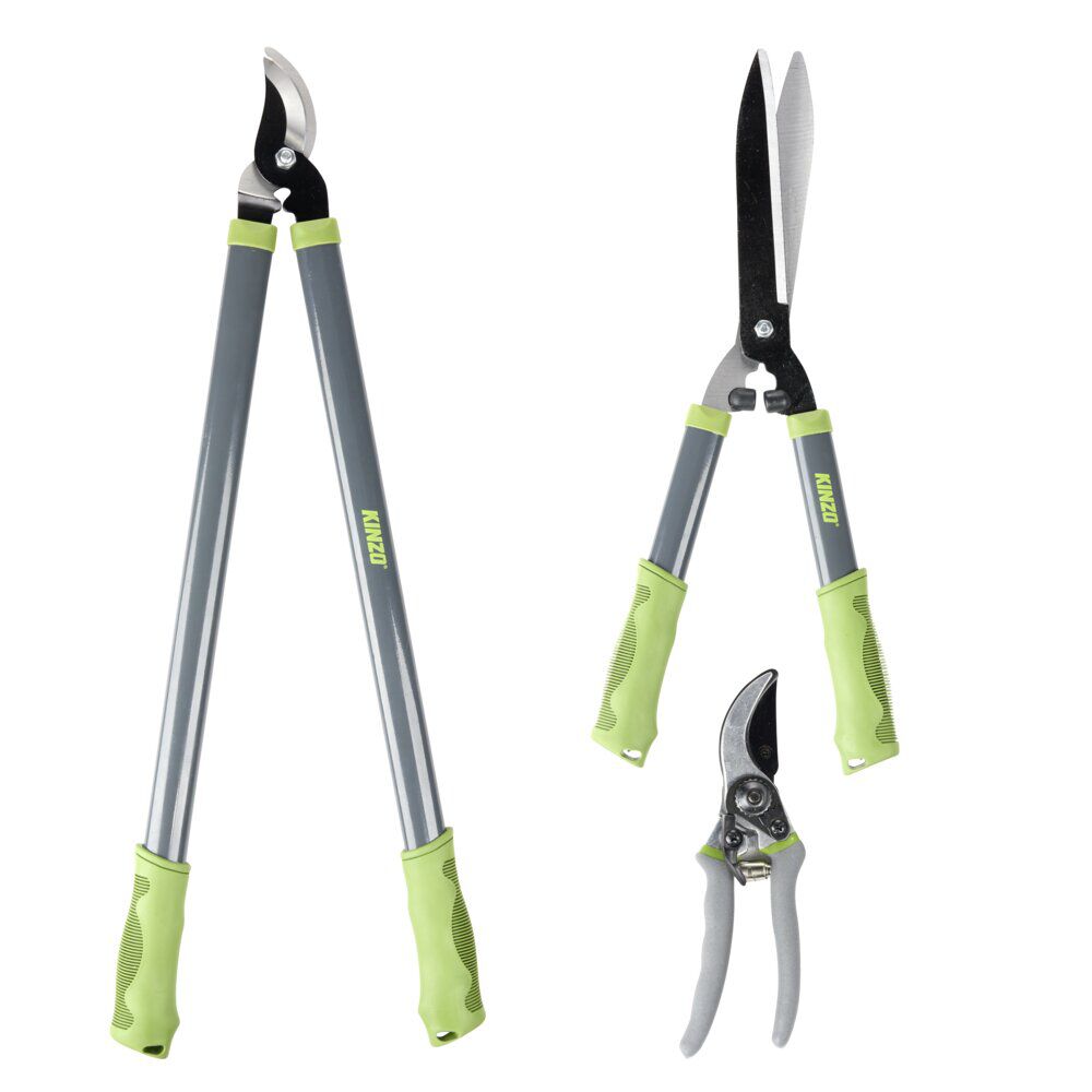 Set outils de coupe et taille jardin x3 métal plastique gris et vert
