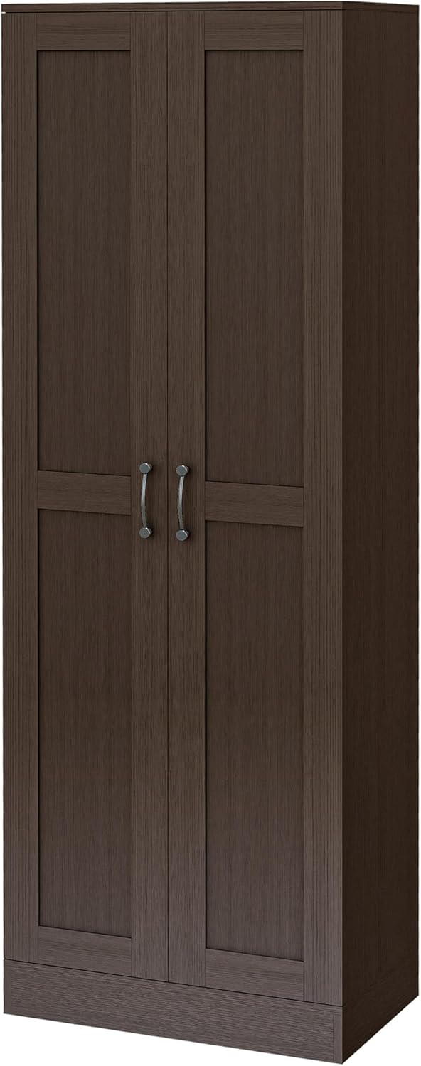 HOMCOM 69 Tall Storage Cabinet with Movable Storage Shelves, Modern Style Pantry Cabinet with Soft Close Doors, Coffee