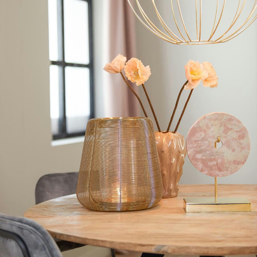 ADETA - Lanterne à vent couleur or métal ø22.5cm