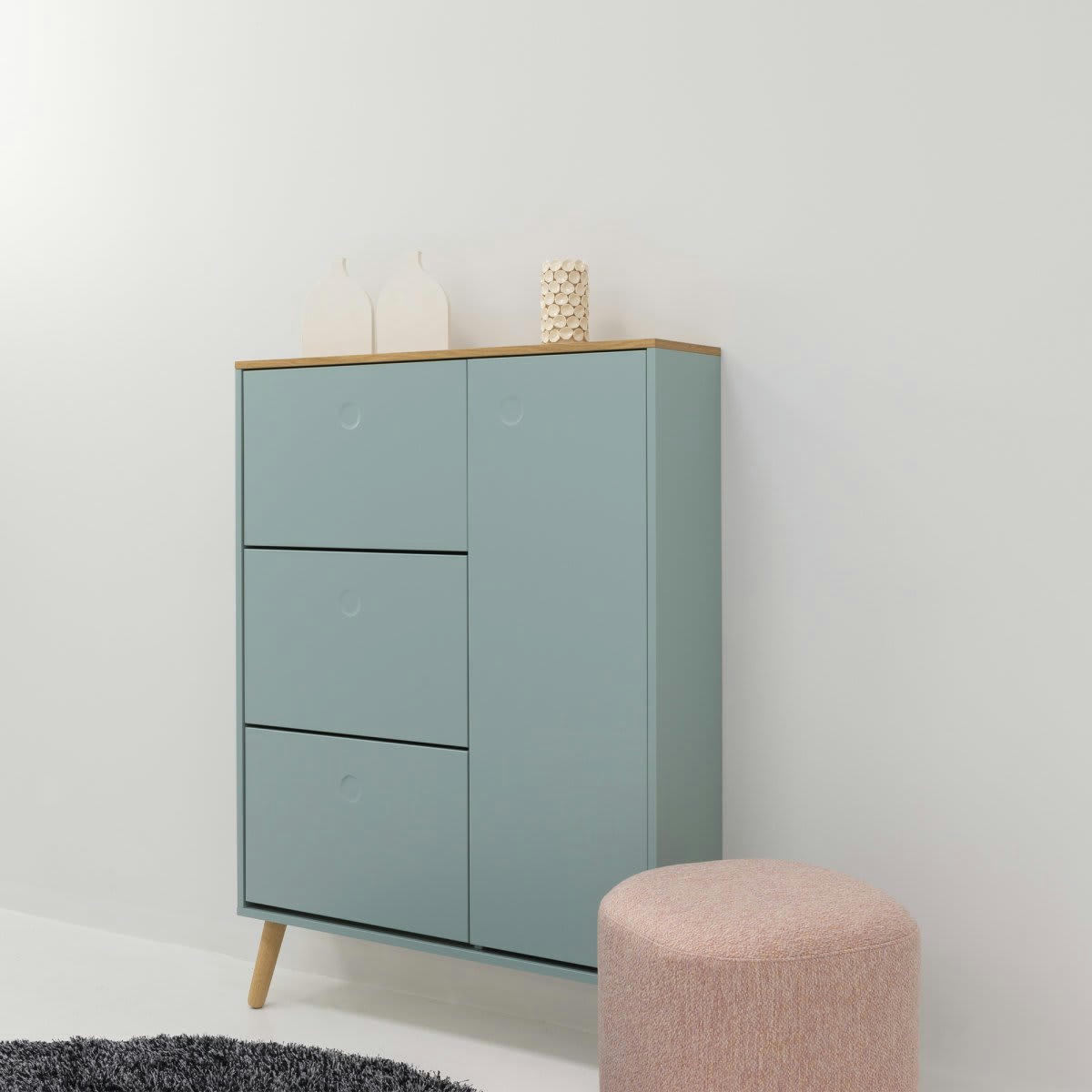 HUBILO - Grand meuble à chaussures moderne en bois vert