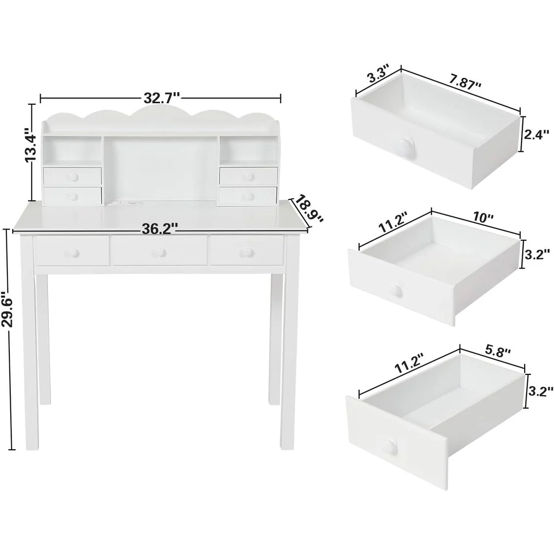 Computer Desk Home Office Desk Writing Desk 7 Drawers