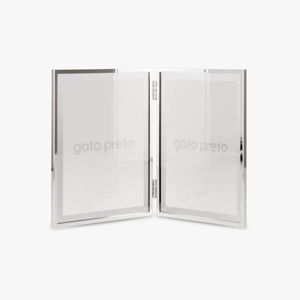 Moldura Dupla Vertical Prateada 13x18 SHINY & BRUSHED