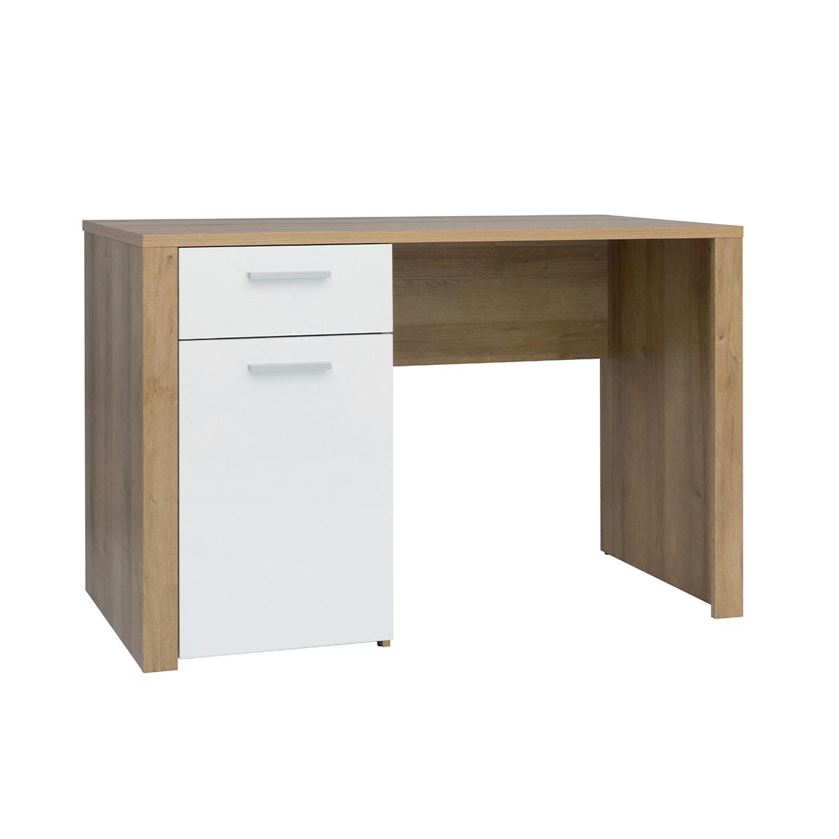 - Bureau 1 porte 1 tiroir blanc et naturel