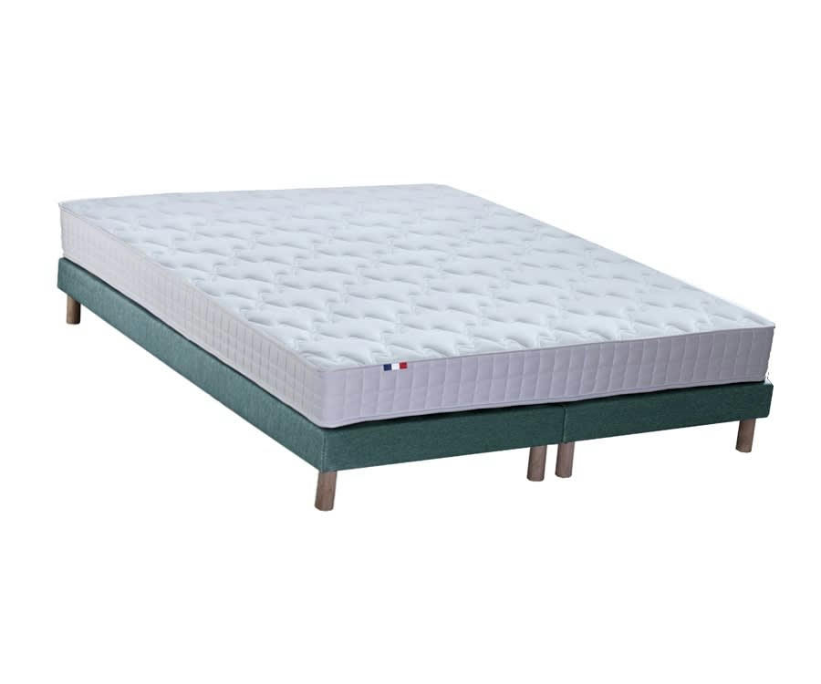 ENSEMBLE AZUR - Ensemble matelas mémoire de forme sommier vert 160x200