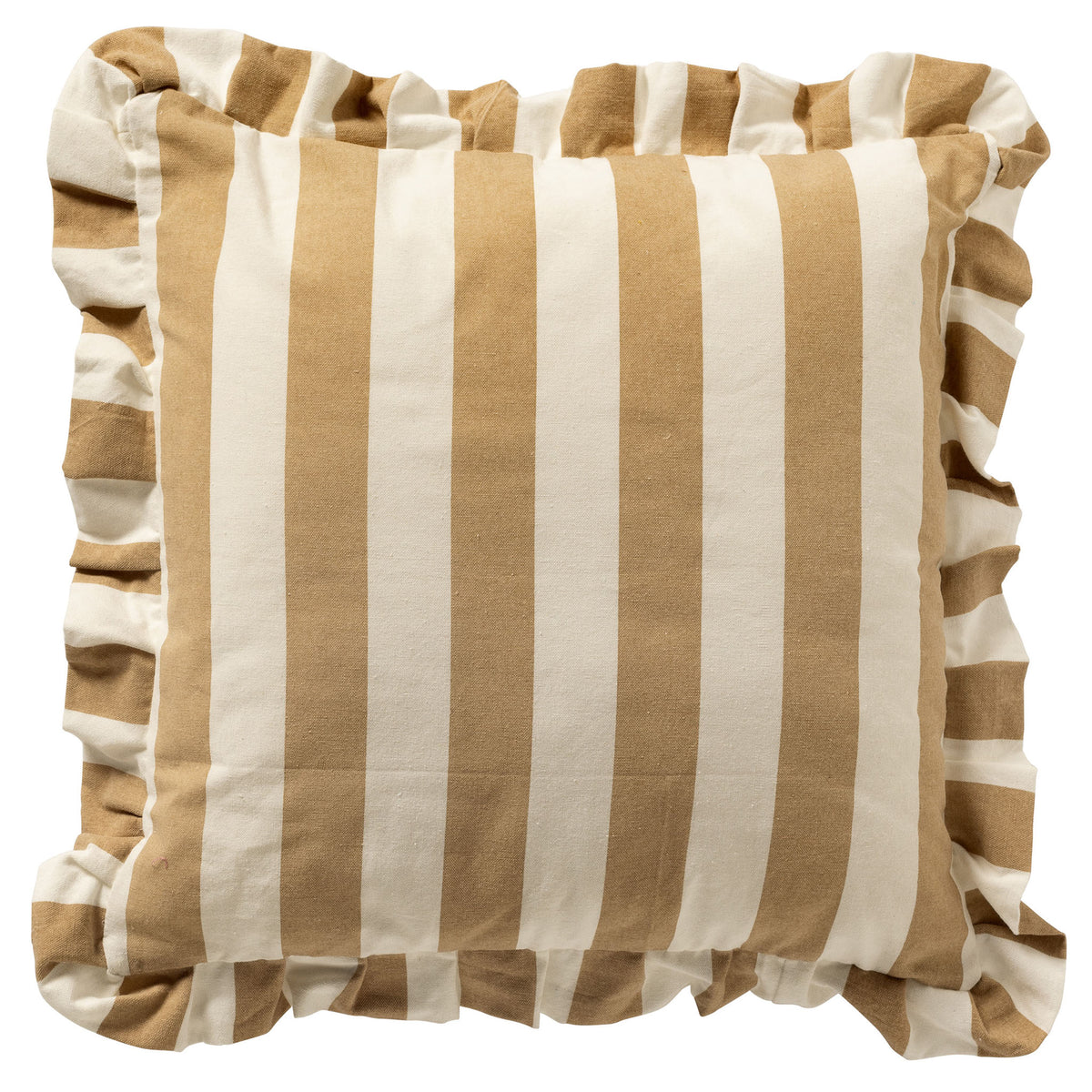 BELLA - sierkussen 45x45 cm - gestreept - ruches - Irish Cream - beige