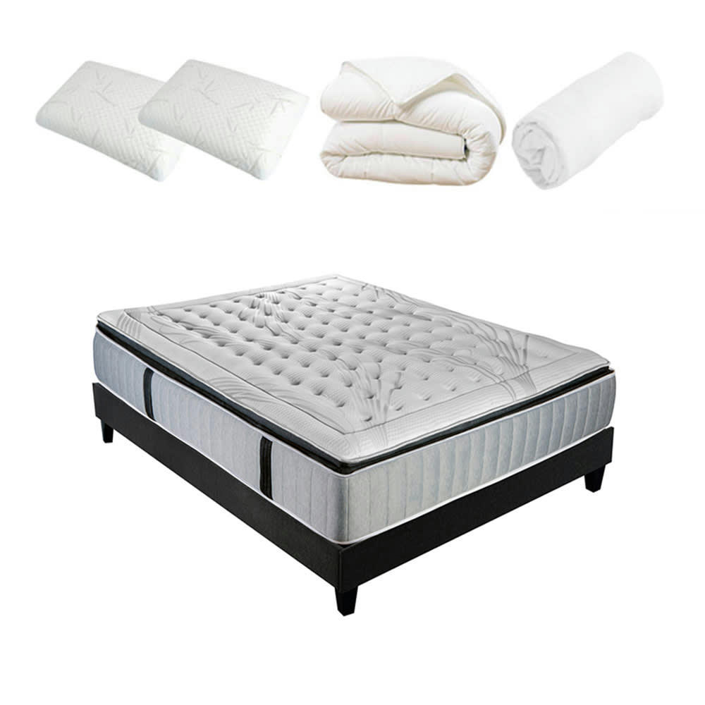 PHIGALIE - Ensemble  160x200  Matelas Ressorts + Sommier + Accessoires