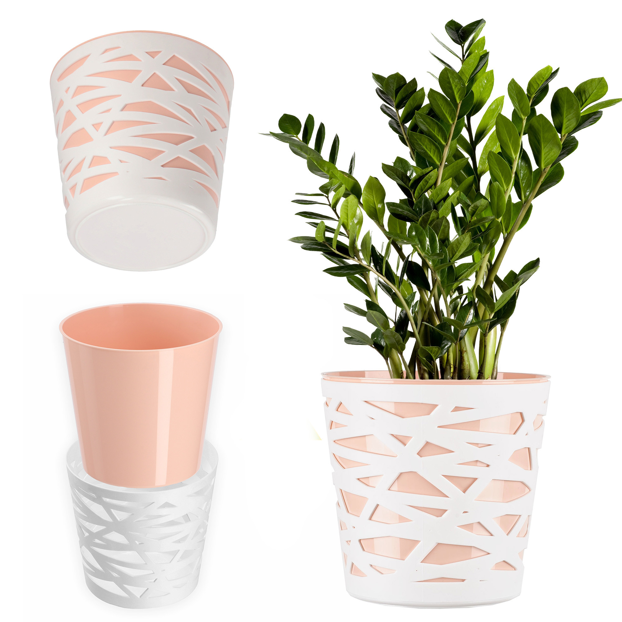 Doniczka Osłonka Wkład Donica Kolory Beż 19cm