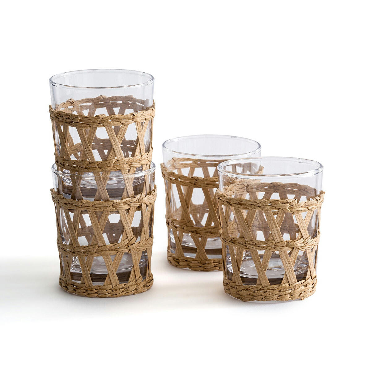 Lot 4 verres à base tressée, Qualimna
