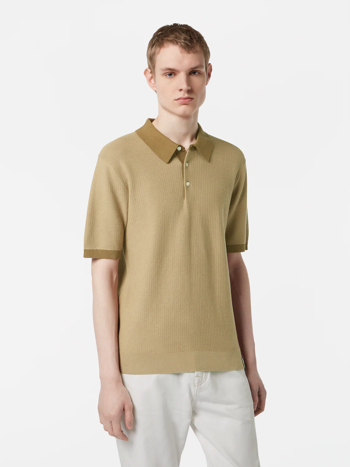 Structured Knit Contrast Polo