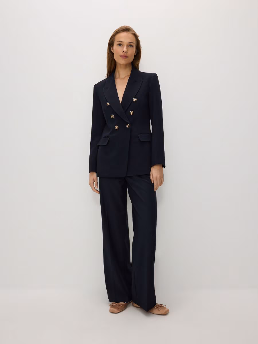 Viscose Blend Double-Breasted Blazer