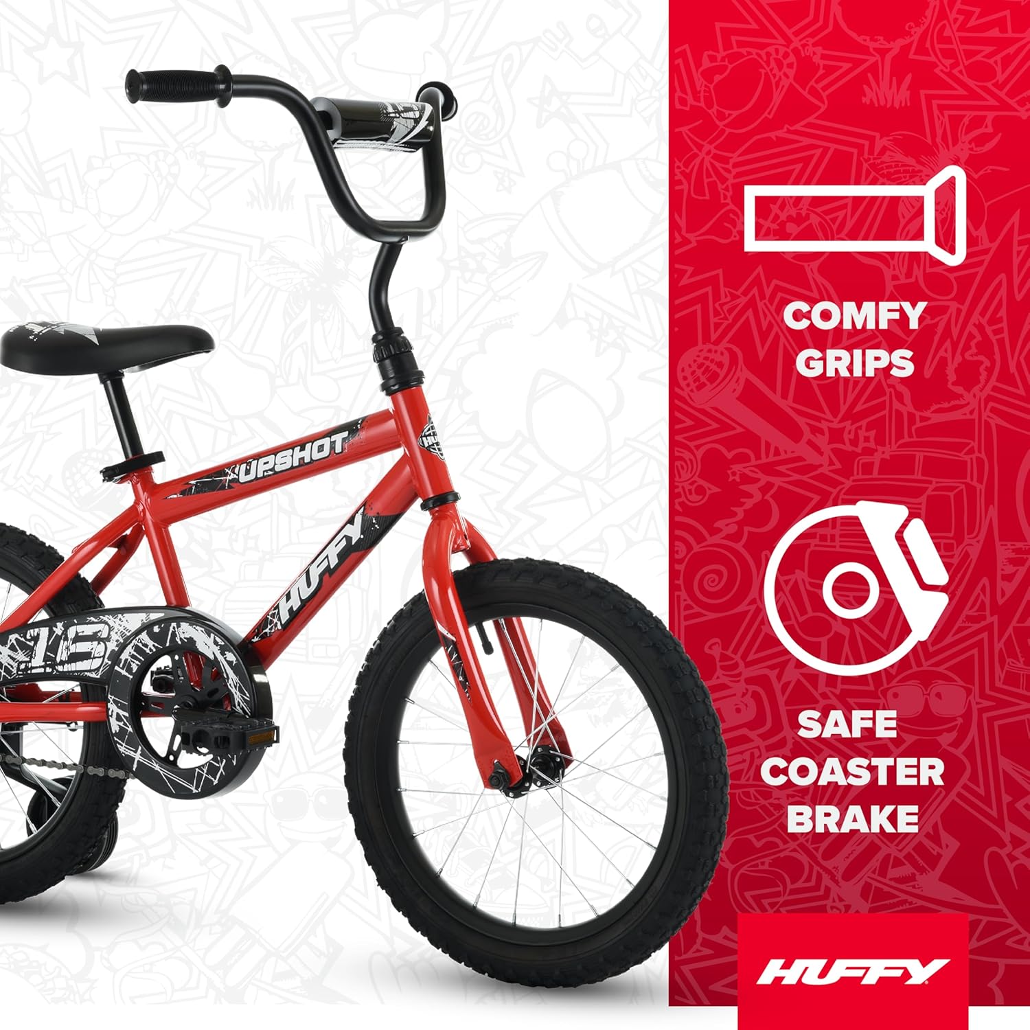Huffy Upshot 12/16/20 Inch Boy's Bike for Kids, Multiple Color Options Available, Removable Training Wheels, BMX Design, Designed for Growth, Durable Construction, EZ Build Assembly