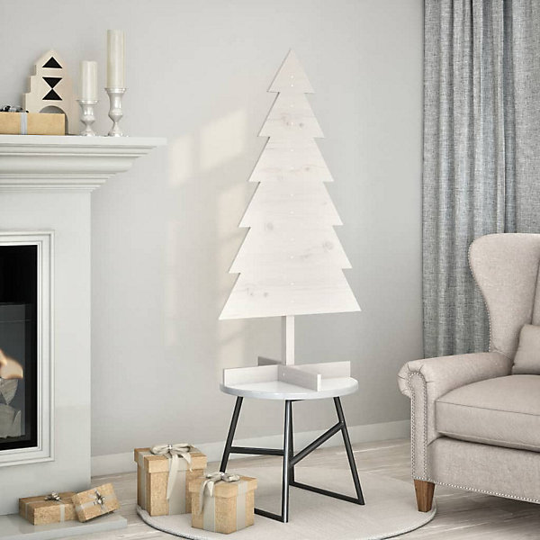Arbre de Noël en bois pour décoration blanc 120 cm pin massif vidaXL