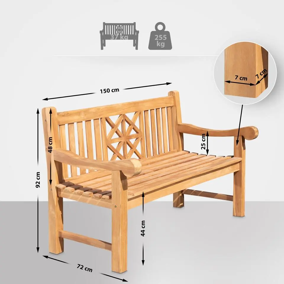 CLP Teakbank Florida 150 cm